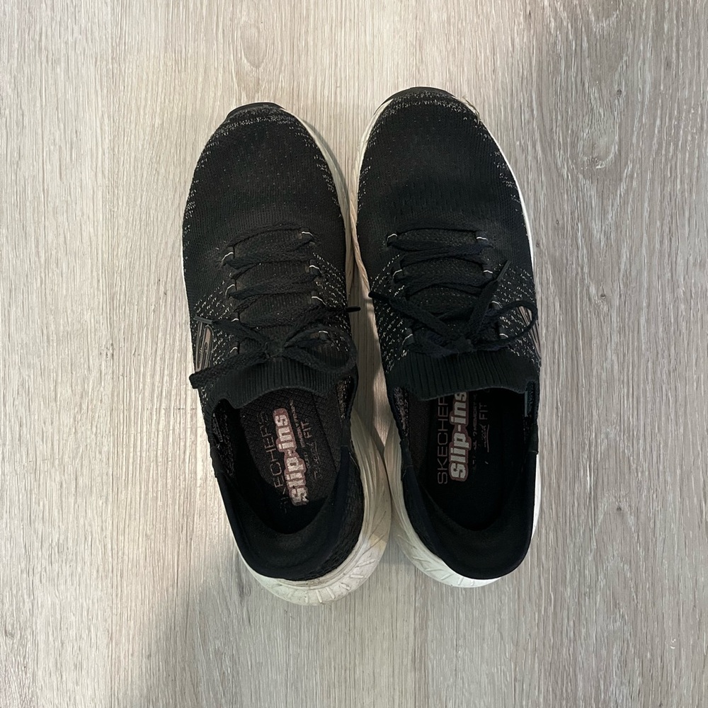 Skechers Black Knit Slip-On Shoes